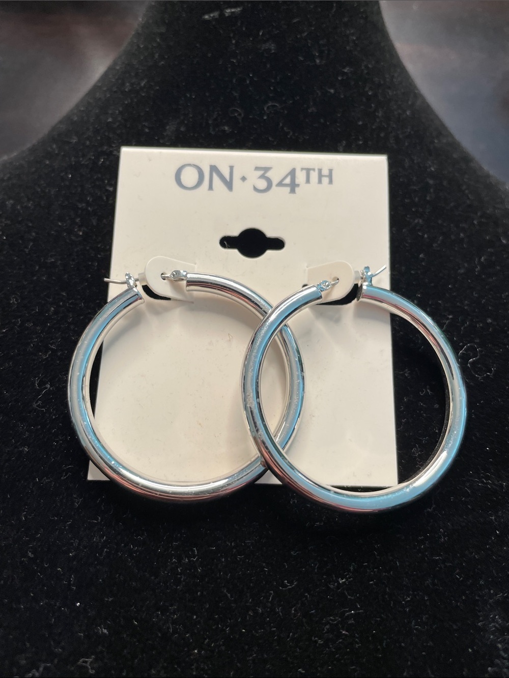 ON·34TH Shiny Silver Hoop Earrings